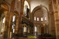 Interior of Church of St. Maria Im Kapitol rood screen statue of Mary and Jesus Cologne K�ln Koeln Germany Deutschland copyright free photo royalty free photo