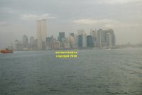 approaching Manhattan Upper Bay Hudson River Staten island Ferry Brooklyn Bridge World trade Center World Trade Centre copyright free photo royalty free photo