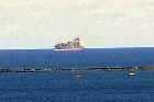 container ship atlantic ocean Halifax from angus l macdonald bridge nova scotia canada october octobre 2010