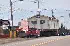 mobile home on move forestville north shore st lawrence river quebec canada november novembre 2010