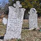 gravestones cemetery pointe aux outardes north shore st lawrence river quebec canada mai may 2012