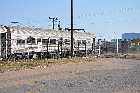 railway station passenger carriages sept iles gulf st lawrence river north shore quebec canada mai may 2012